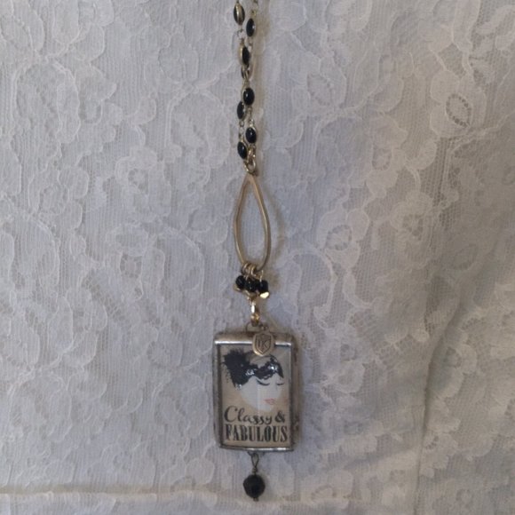 Jewel Kade Necklace with Charm/Pendant "Classy and Fabulous/ 5" - Picture 3 of 9